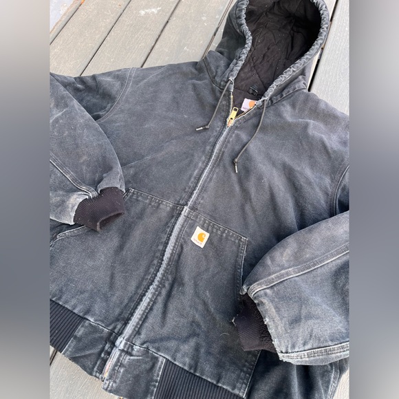 Vintage 90s Carhartt J140 BLK Active Jacket Size 2XL Black Made In USA - Picture 2 of 15